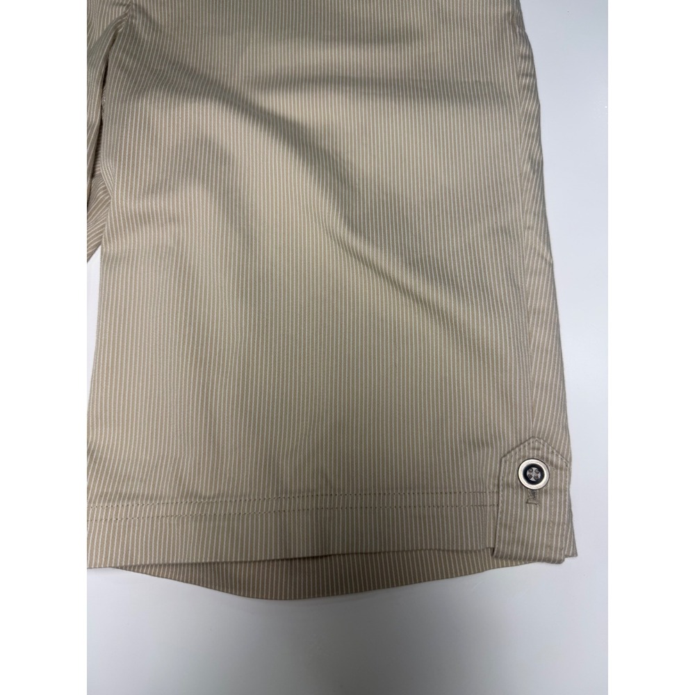 Chicos Additions Tan Pinstripe Bermuda Shorts Womens 0.5 Short Stretch Cotton - Picture 9 of 10